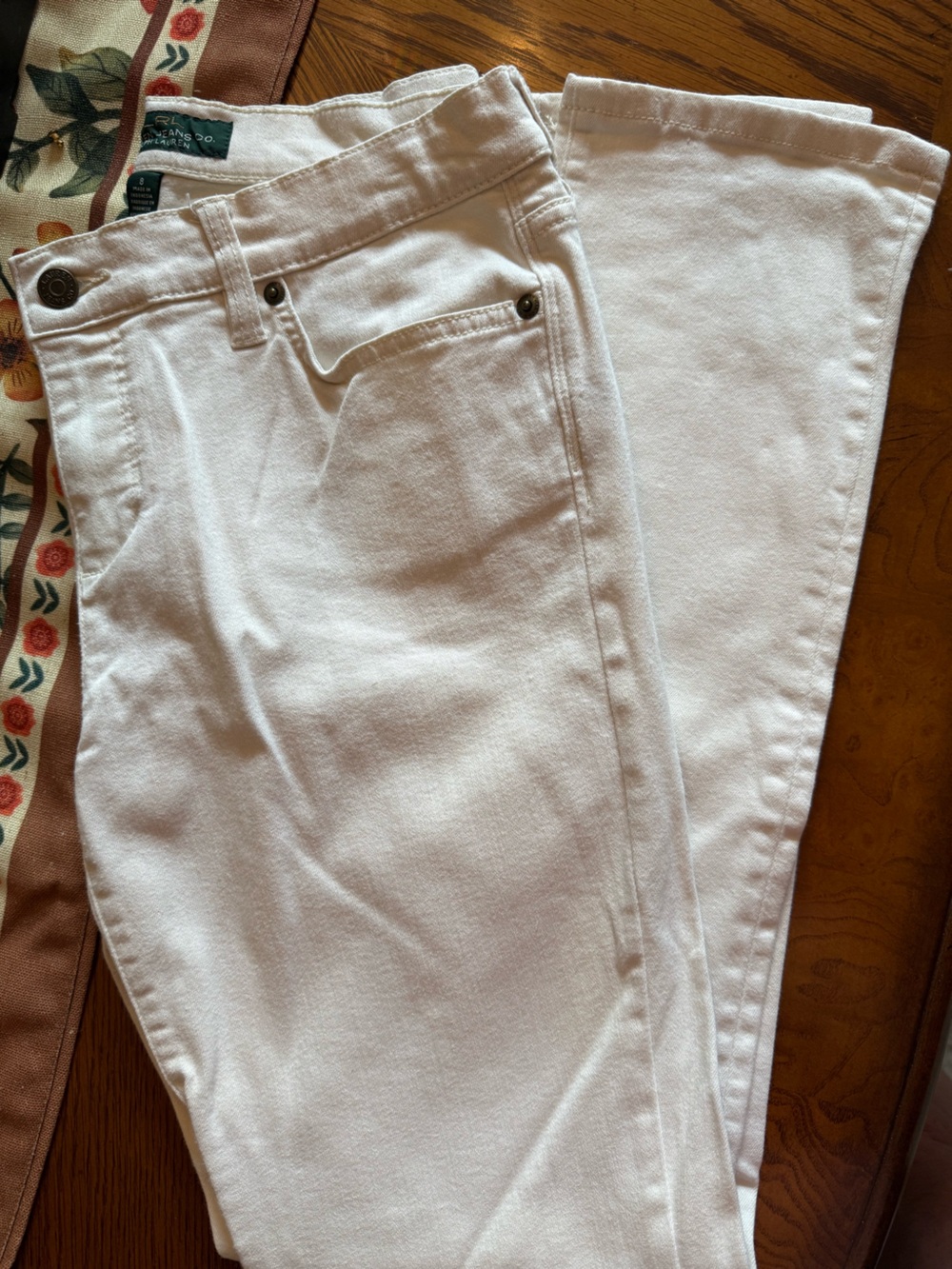 Lauren Ralph Lauren Cream Denim Jeans with Branded Button